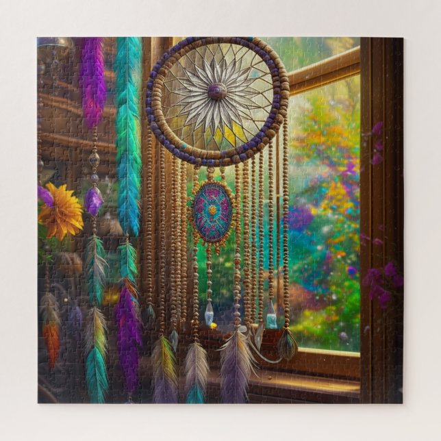 Puzzle Joli Dreamcatcher en Boho violet fenêtre (Vertical)