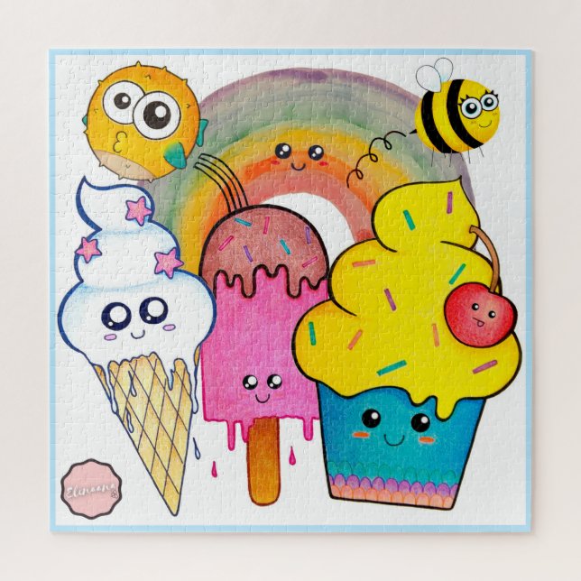 Puzzle Joli et génial, dessin coloré Kawaii (Vertical)