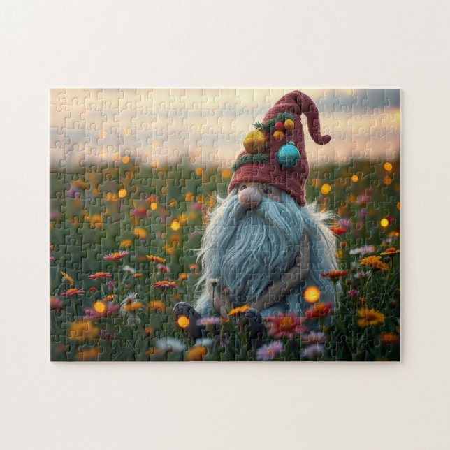Puzzle Joli gnome dans les fleurs sauvages (Horizontal)