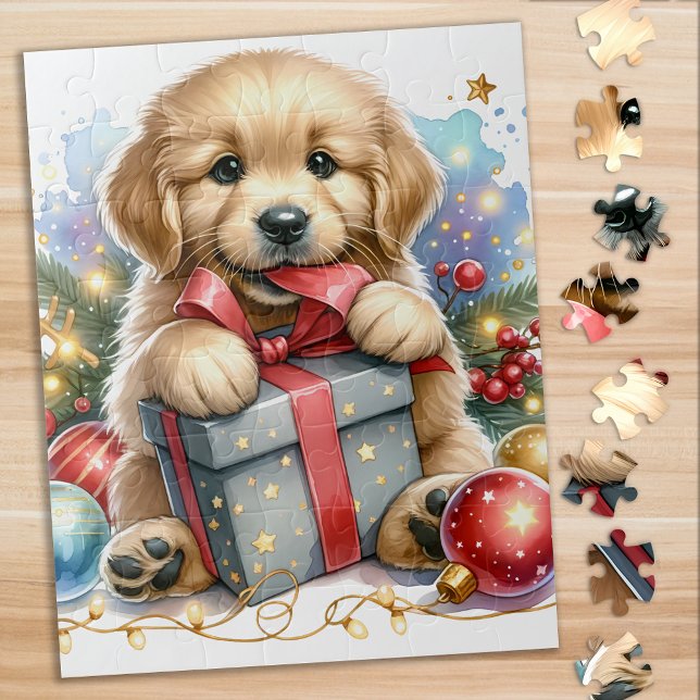 Puzzle Joli Golden Retriever Chien Christmas Chiot (Créateur téléchargé)