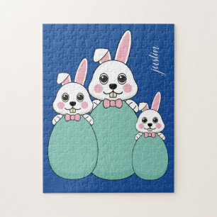 Puzzle Joli lapin blanc tenant l'oeuf de Pâques Personn