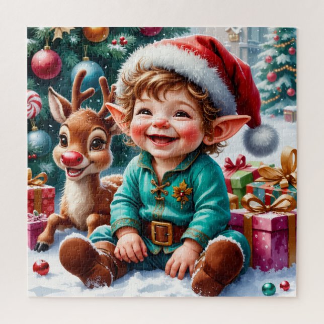 Puzzle Joli Lutin de Noël & Renne (Vertical)