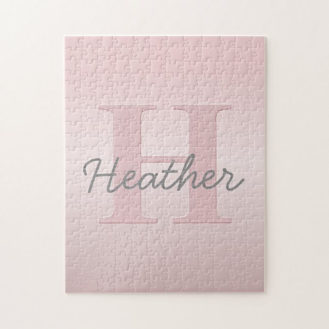 Puzzle Joli monogramme rose personnalisable & écriture de (Vertical)