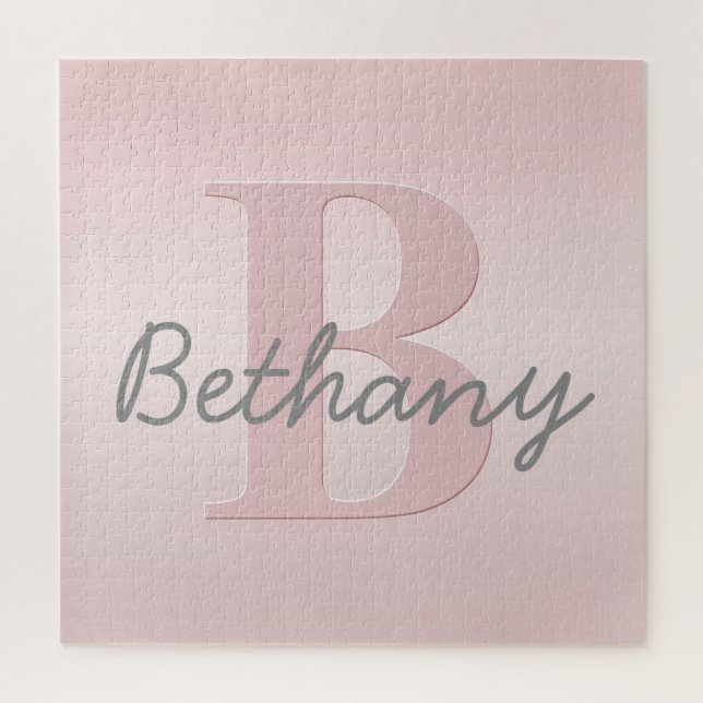 Puzzle Joli monogramme rose personnalisable & écriture de (Vertical)