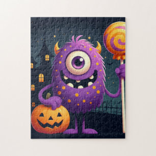 Puzzle Joli monstre violet pour la quête des friandises