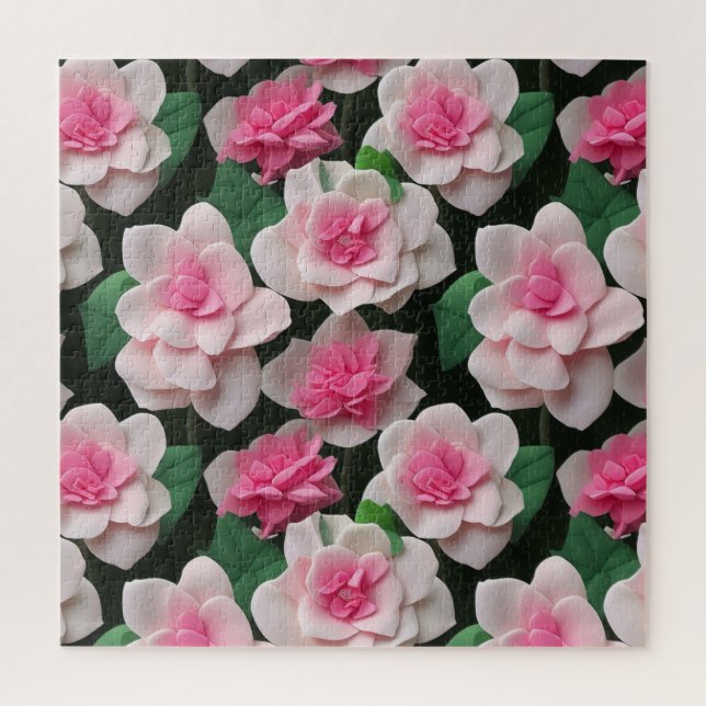 Puzzle Joli motif fleuri rose boho (Vertical)