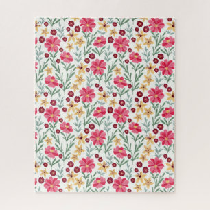 Puzzle Joli motif floral vintage rose et jaune