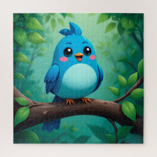 Puzzle Joli Oiseau Bleu de Dessin Animé