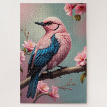 joli oiseau coloré sur une branche avec des fleurs