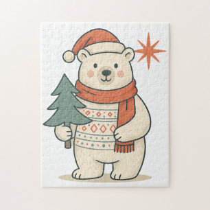 Puzzle Joli ours polaire de Noël scandinave d'hiver