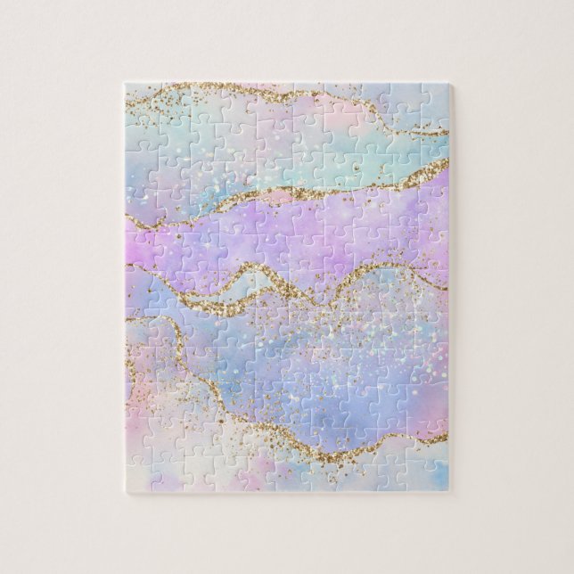 Puzzle Joli Pastel Agate | Aquarelle de la veine Parties  (Vertical)