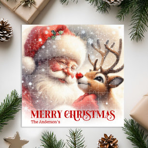 Puzzle Joli Père Noël Rudolph Personnalisé Fêtes Enfants