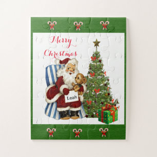 Puzzle Joli Père Noël vintage personnalisé pour Noël 
