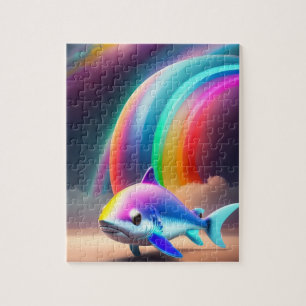 Puzzle Joli Petit Requin Avec Arc En Ciel