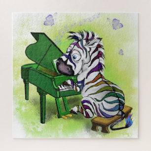 Puzzle Joli Petit Zèbre Coloré Joueur de Piano - Dessin A