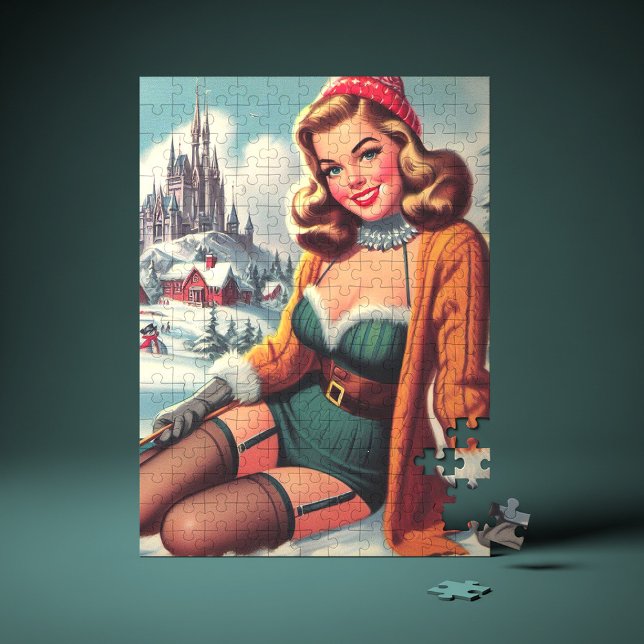 Puzzle Joli Pin-up Rétro d'Hiver (Créateur téléchargé)
