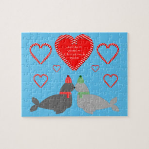 Puzzle Joli Seals de baiser de Noël