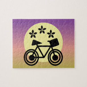 Puzzle Joli soleil et bicyclette dégradé floral et arc-en
