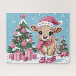 Puzzle Joli Veau Bébé Rose Noël