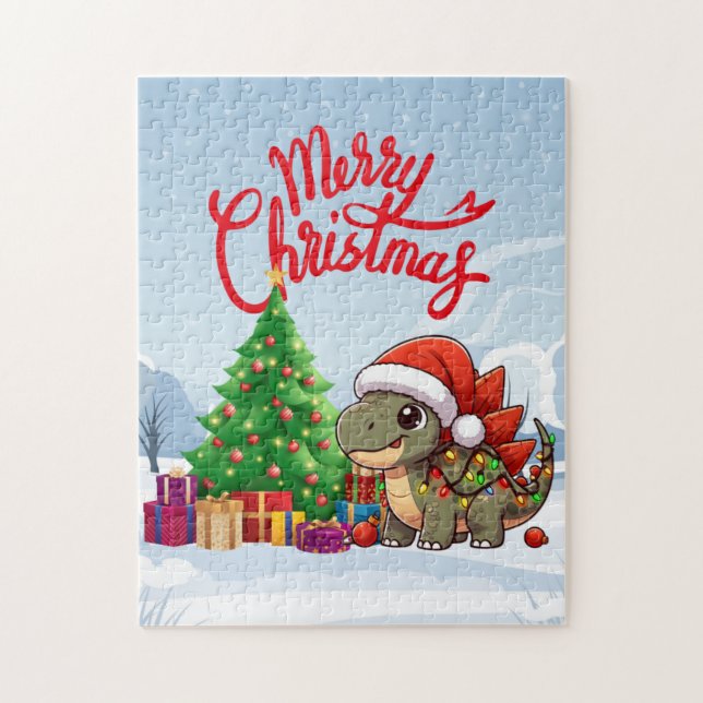 Puzzle Joli/Whimsical bébé stégosaure de Noël  (Vertical)