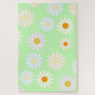 Puzzle Jolie aquarelle colorée Motif marguerite vert