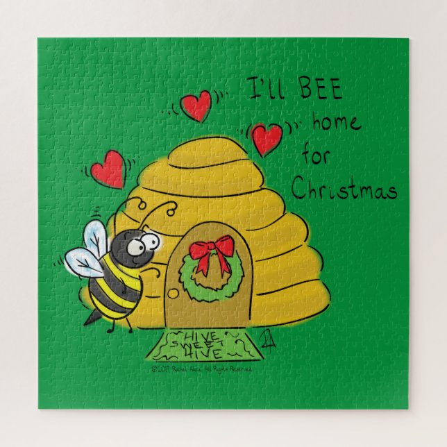 Puzzle Jolie Bee Christmas Drôle Cartoon de vacances (Vertical)