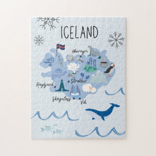 Puzzle Jolie carte de voyage d'Islande