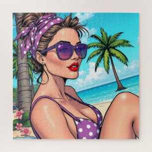 Puzzle Jolie dame en Bikini Retro Breach