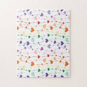 Puzzle Jolie famille Motif Rainbow Hearts