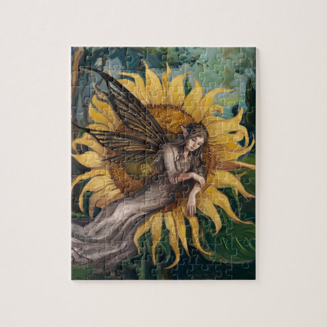 Puzzle Jolie fée endormie sur un tournesol (Vertical)