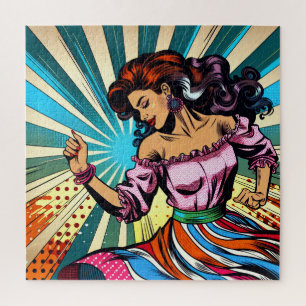 Puzzle Jolie Femme Dansant Salsa Pop Art