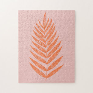 Puzzle Jolie Ferne Botanique Feuille Pastel Rose Orange
