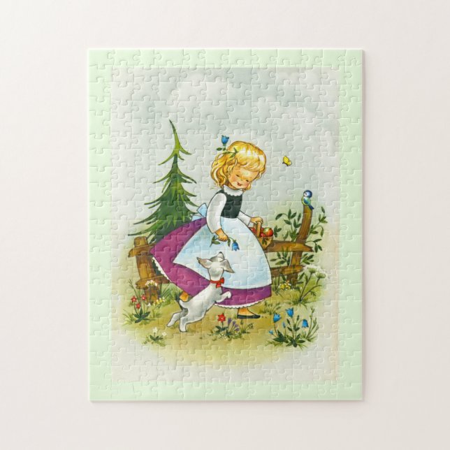 Puzzle Jolie fille avec un chien (Vertical)