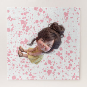 Puzzle Jolie fille penchée en robe jaune et chignon désor