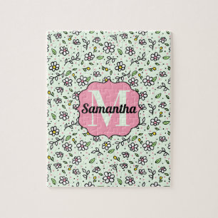 Puzzle Jolie fleur de marguerite doodle Motif Monogramme