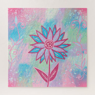 Puzzle Jolie fleur pastel dessinée à la main
