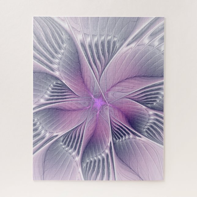 Puzzle Jolie fleur rose abstraite moderne art fractal (Vertical)