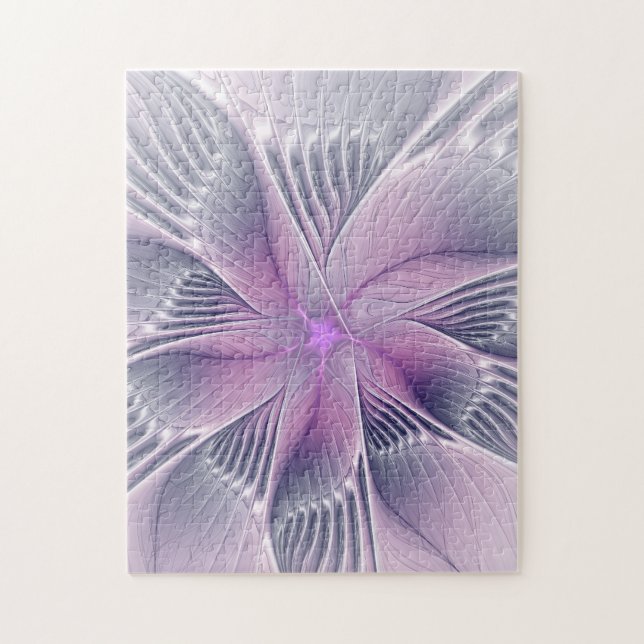 Puzzle Jolie fleur rose abstraite moderne art fractal (Vertical)