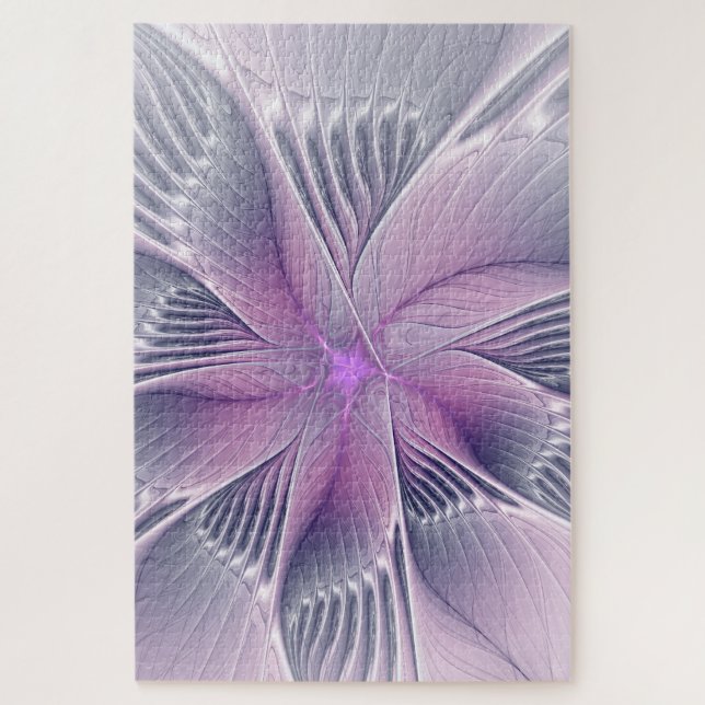 Puzzle Jolie fleur rose moderne art fractal abstrait (Vertical)