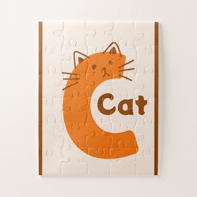 Puzzle Jolie Lettre "C" Chat Alphabet Art Imprimé (Vertical)