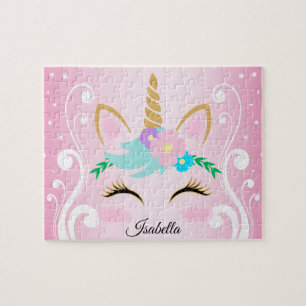 Puzzle Jolie licorne rose 🦄 visage