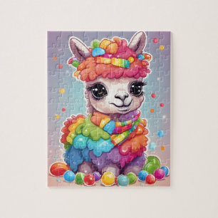 Puzzle Jolie Llama colorée avec bonbons et bonbons