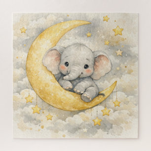 Puzzle Jolie Lune d'Éléphant pour la Nursery