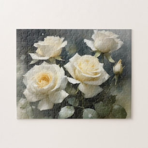 Puzzle Jolie peinture d'aquarelle de jardin de roses blan