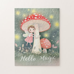 Puzzle Jolie petite fée perchée sur un champignon