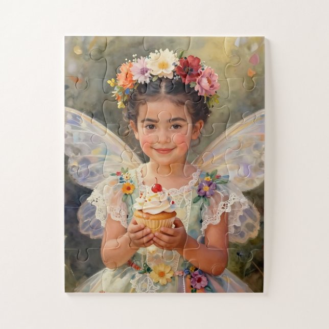 Puzzle Jolie petite fille fée tenant un Cupcake (Vertical)