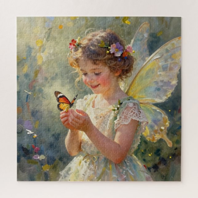 Puzzle Jolie petite fille fée tenant un papillon (Vertical)