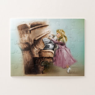 Puzzle Jolie Piano Girl, Art Vintage élégant pour les enf