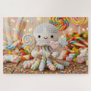 Puzzle Jolie pieuvre au crochet et pays des friandises