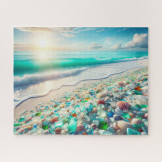 Puzzle Jolie plage Ocean avec verre de mer